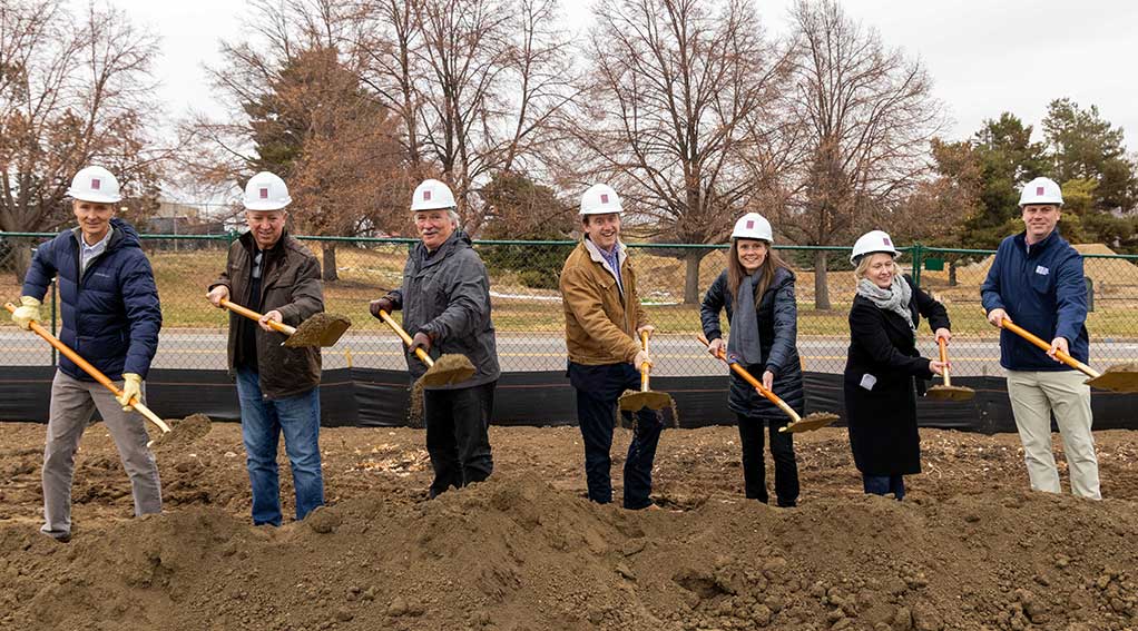 Photo of the groundbreaking at Ruby Vista, a 98-unit affordable housing community located directly across from the 80-acre Ruby Hill Park in south Denver. CO.