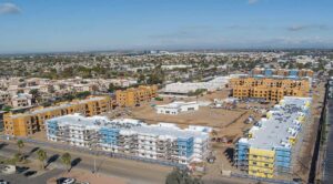 Ariel photo of Centerline on Glendale, Arizona's first-ever state housing tax credit development, is redefining the affordable housing landscape.